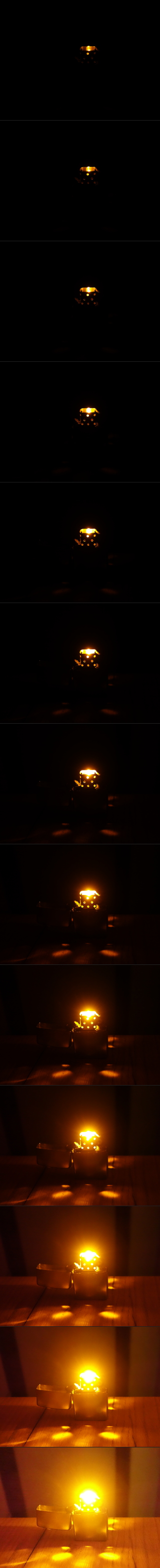 A series of photos made of the 
    same subject (the lighter) with progressing sensitivity settings